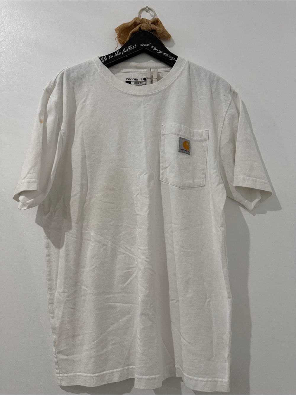 Carhartt White Short-Sleeve Pocket Tee with Logo Patch